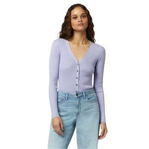 Favorite Daughter Lilac Ribbed V-Neck Button Cardigan